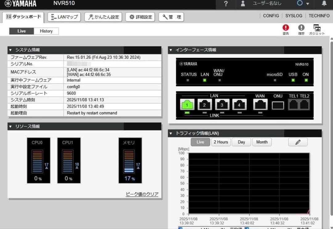 YAMAHA NVR510 ギガアクセスVoIPルーター アダプター付属