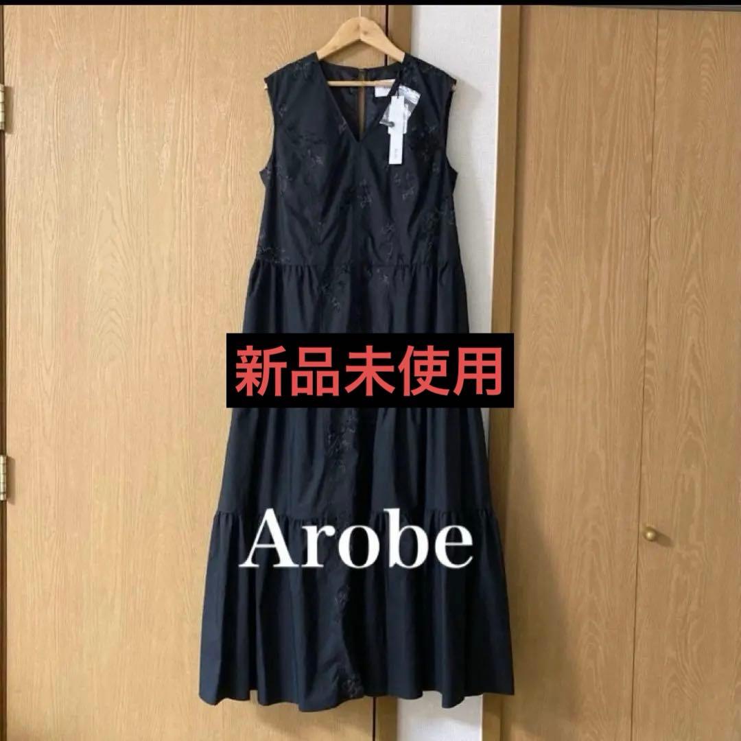 Arobe ノースリーブロングワンピース ブラック サイズ2