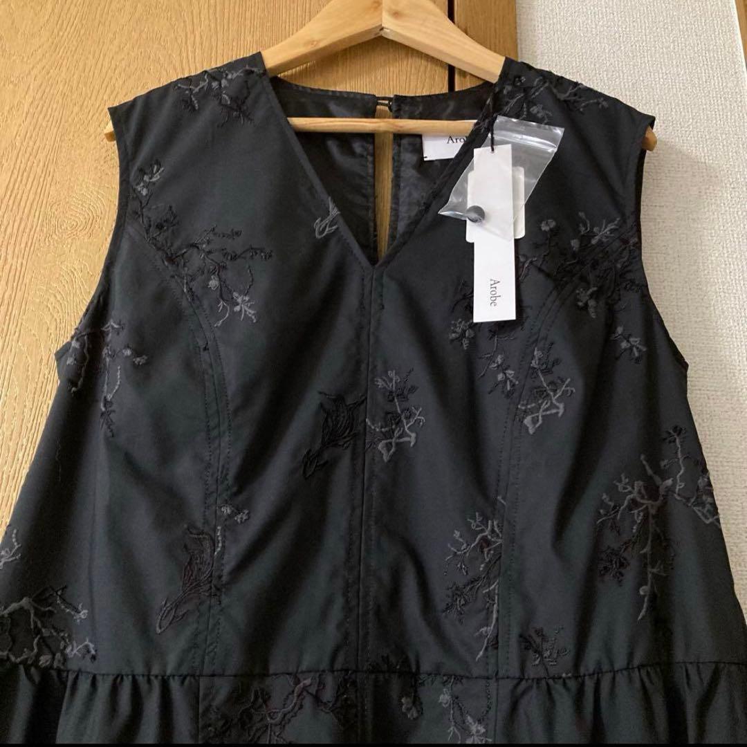 Arobe ノースリーブロングワンピース ブラック サイズ2