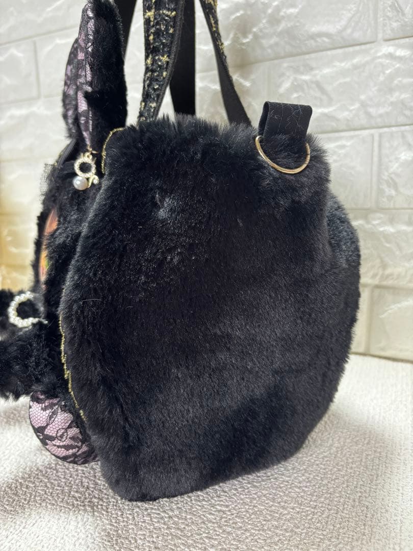 黒*こ様 コヤンイサムチョン　ハンドメイド　ファーバッグ　黒　サンダーちゃん　ツ