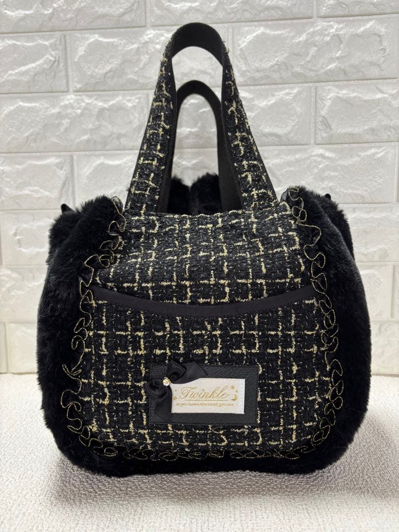 黒*こ様 コヤンイサムチョン　ハンドメイド　ファーバッグ　黒　サンダーちゃん　ツ