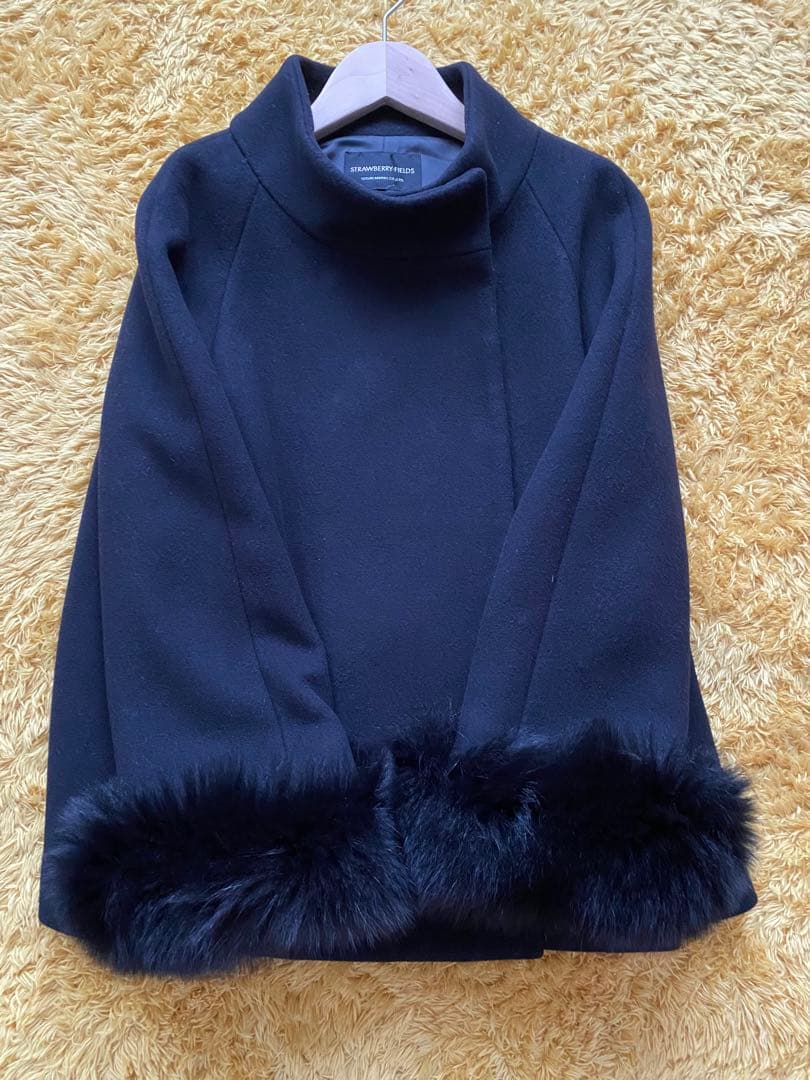 【未使用】ストロベリーフィールズビーバーショートコートリアルフォックスファー黒