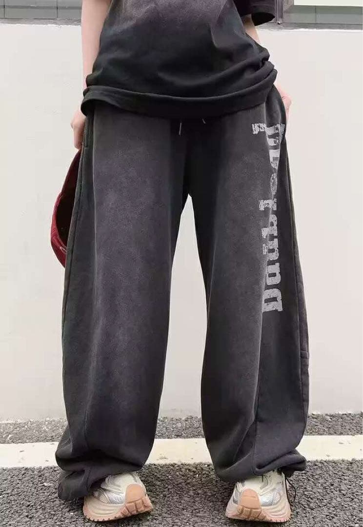 BADBLOOD ワイドパンツ グレー ロゴ オーバーサイズ