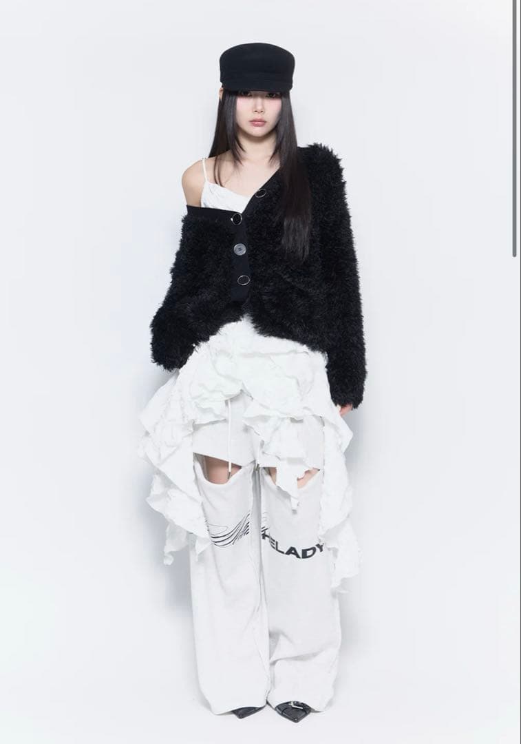 パンツ logo slit pants