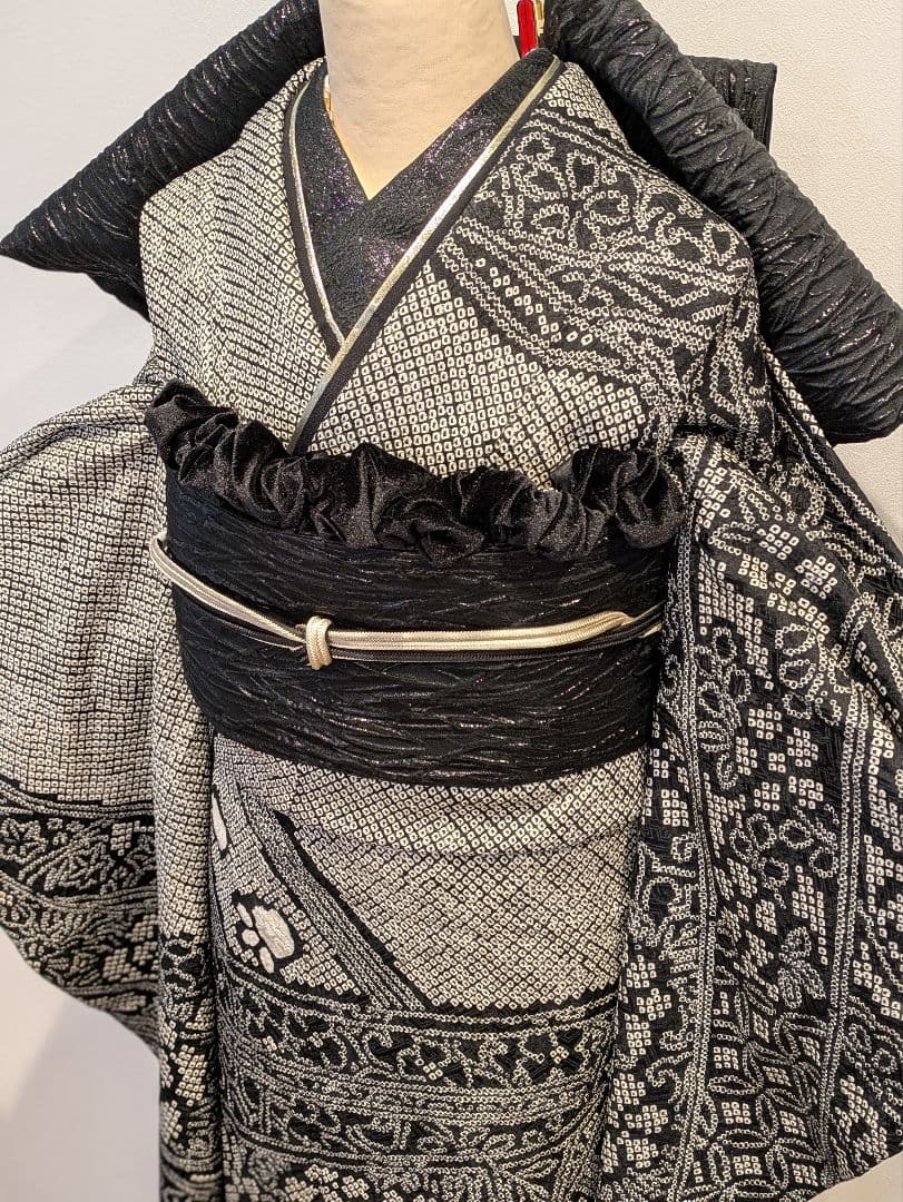 のん様 総絞り 振袖フルセット 身丈162裄67.5 黒 成人式 逸品