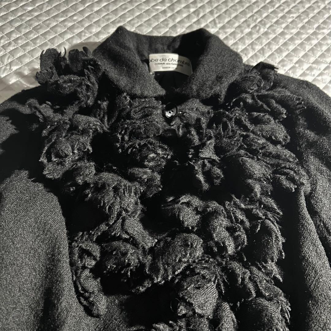 AD2003 03AW 00s ウール縮絨フリル丸襟ジャケット 黒