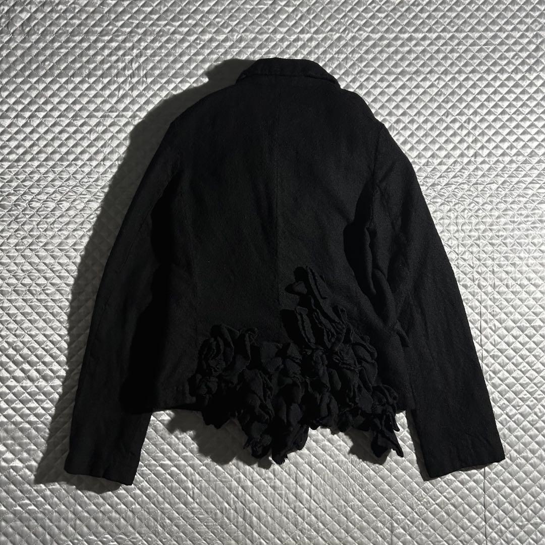AD2003 03AW 00s ウール縮絨フリル丸襟ジャケット 黒