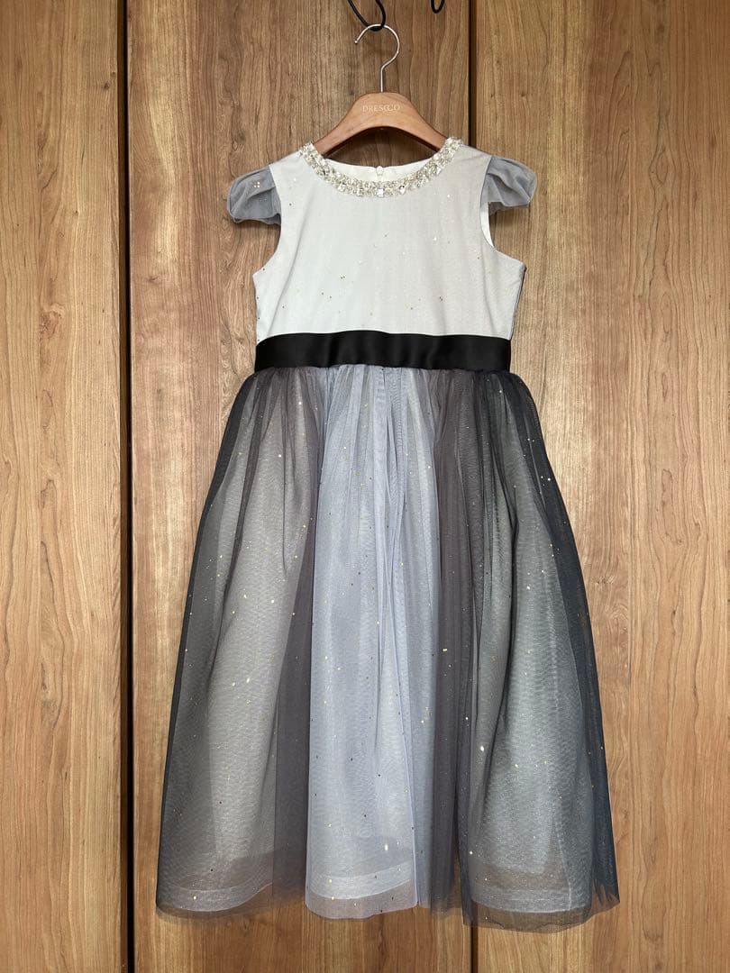 【美品】DRESCCO グラデーショングレービジューストーンドレス