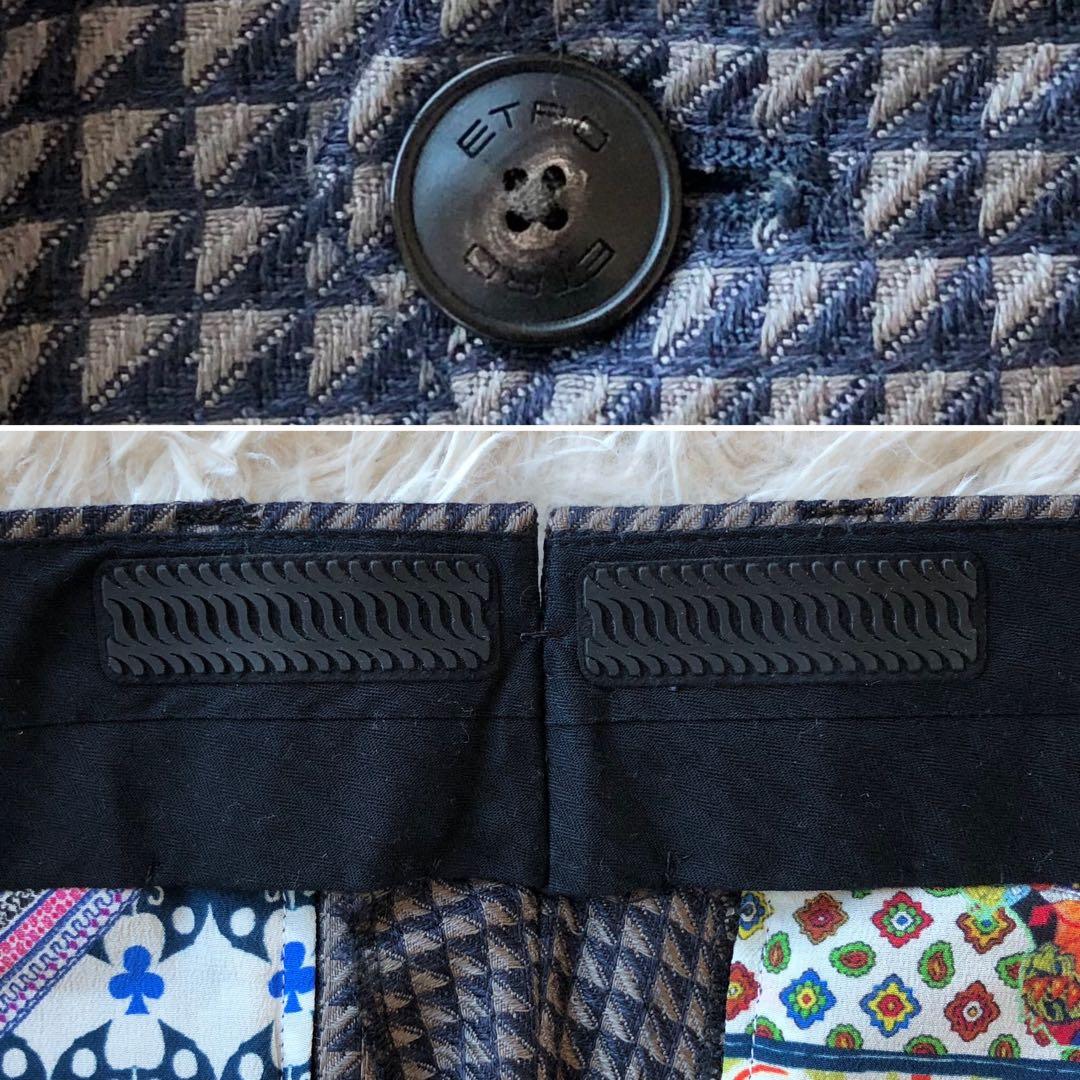 【極美品 現行 XL】エトロ　スラックス　ジオメトリック柄　ペイズリー　絹　毛