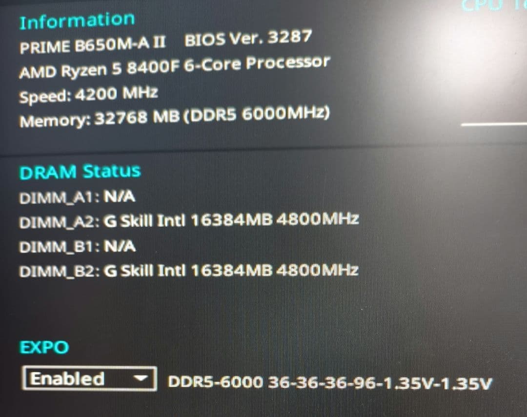 メモリ　G.SKILL　DDR5 6000MHz 16GB×2 32GB