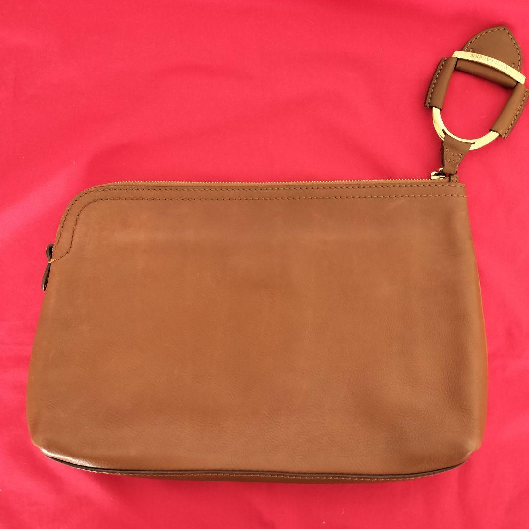 高級 RALPH LAURENパープルレーベル イタリア製レザー クラッチバッグ