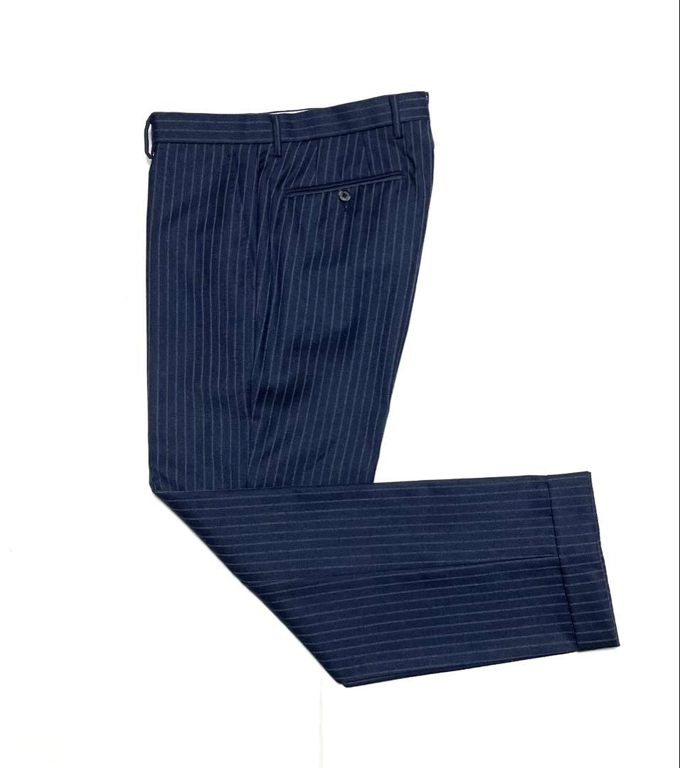 【美品】SHIPS × REDA ネイビー チョークストライプスーツ 46