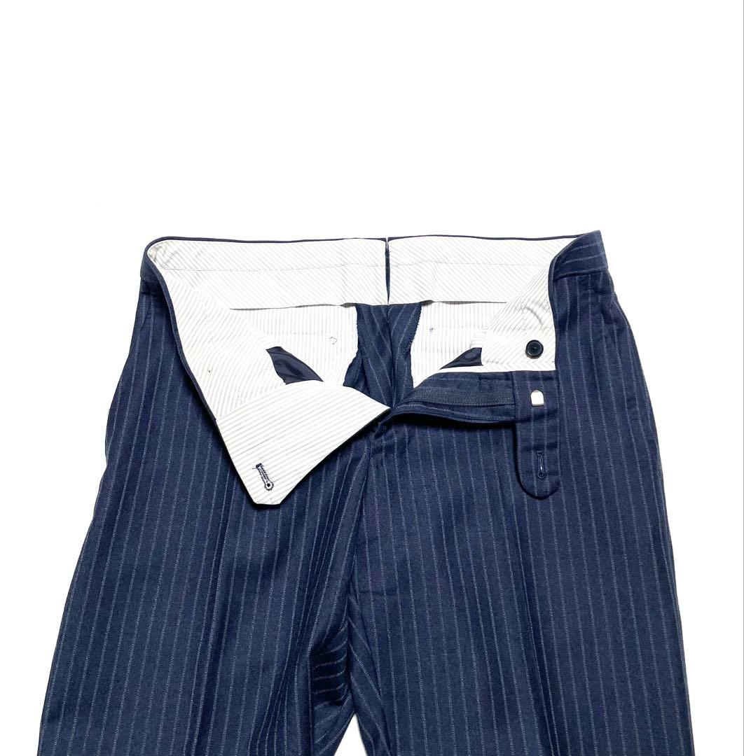 【美品】SHIPS × REDA ネイビー チョークストライプスーツ 46