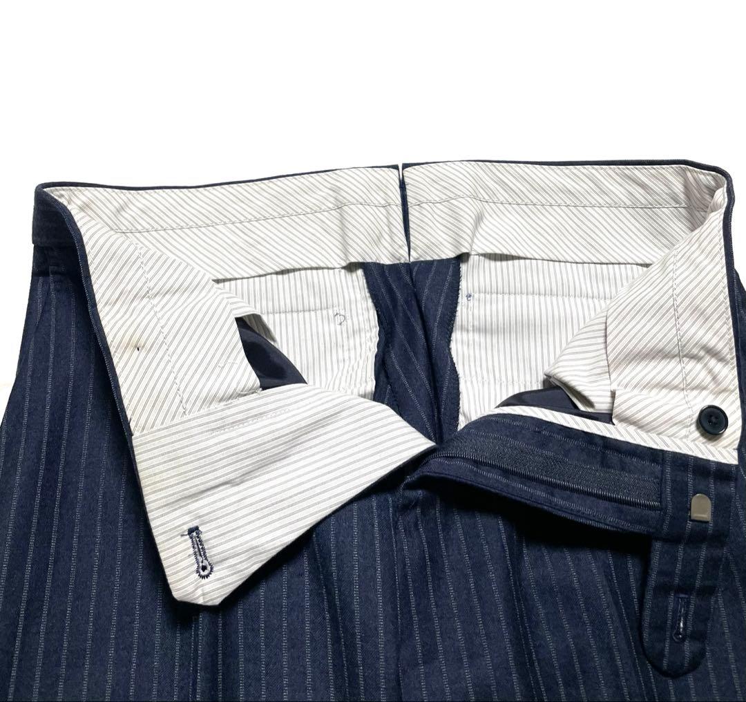 【美品】SHIPS × REDA ネイビー チョークストライプスーツ 46