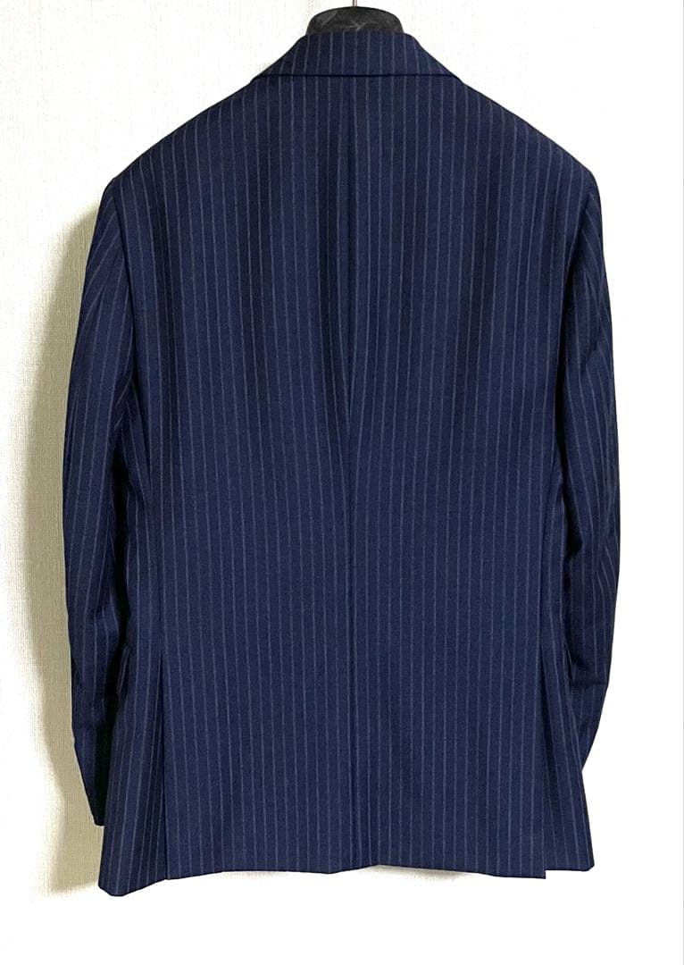 【美品】SHIPS × REDA ネイビー チョークストライプスーツ 46