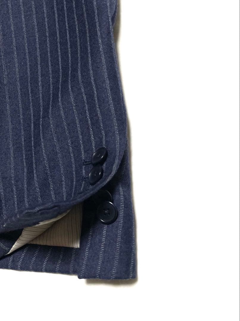 【美品】SHIPS × REDA ネイビー チョークストライプスーツ 46