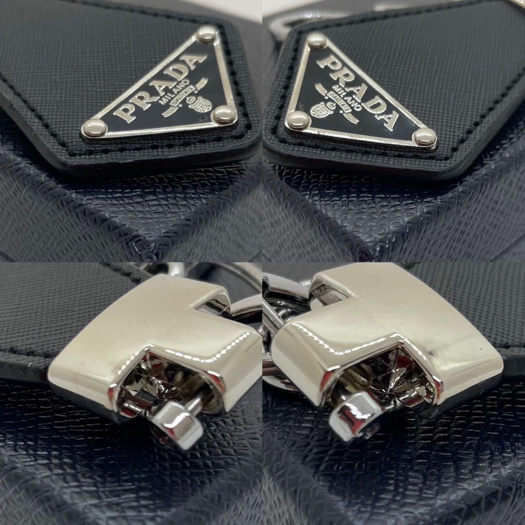 【未使用級】プラダ ノベルティ キーホルダー チャーム サフィアーノレザー 黒