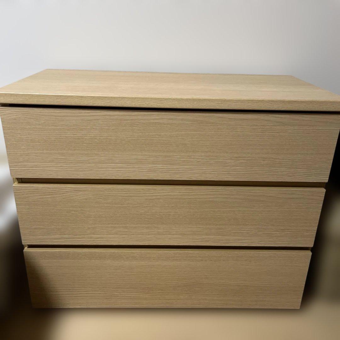 【ニトリ】ローチェスト エレアK 3段 ライトブラウン 幅80