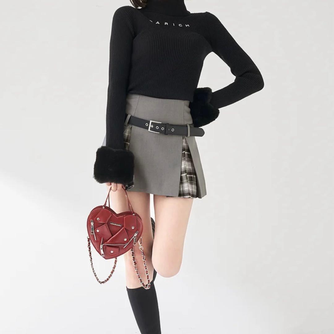 【新品】Darich　チェックドッキングミニスカート　M / GRY