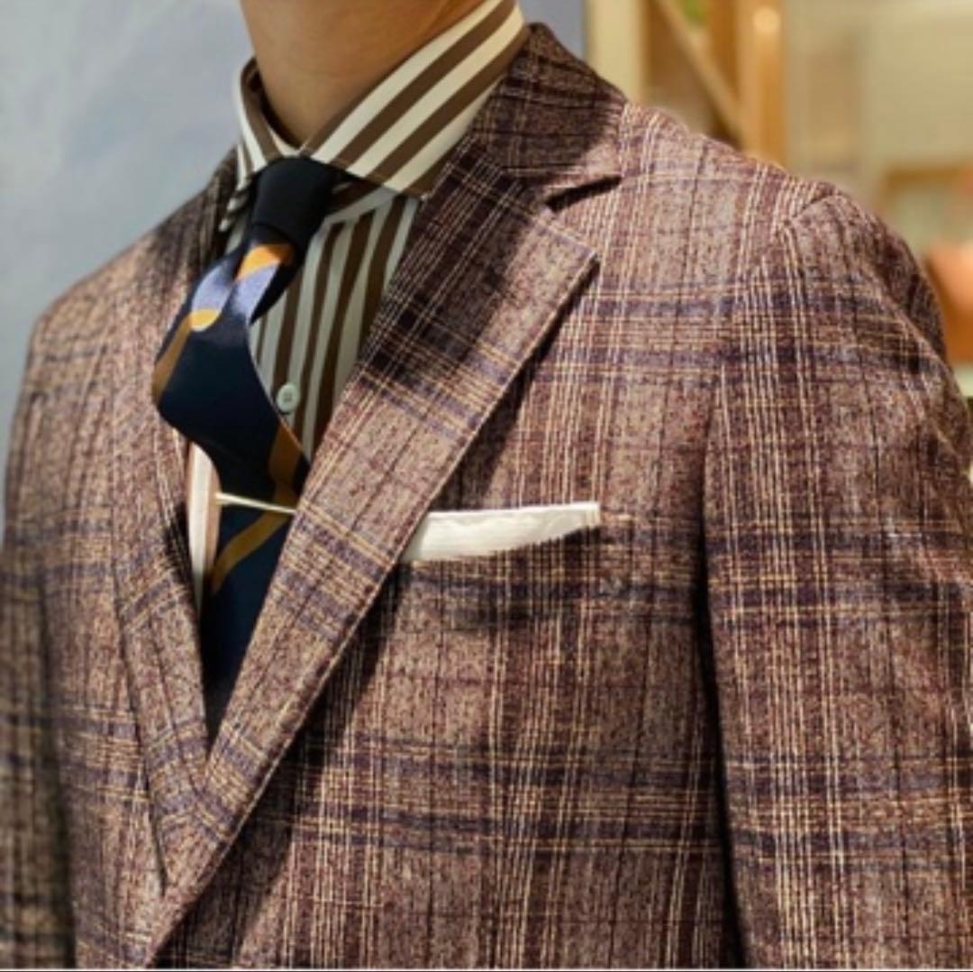 【美品】トゥモローランド ✖︎フェルラ　ブラウン系チェック柄テーラードジャケット