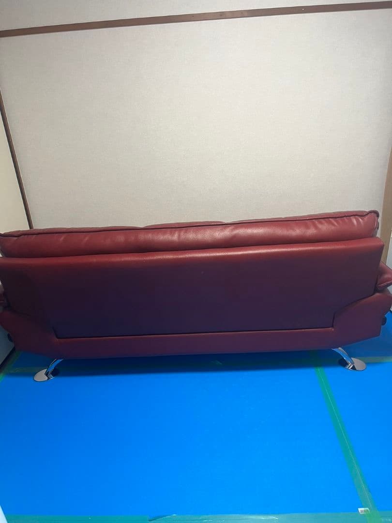 ニトリ３人掛けソファー　ロゾ 家具　ワインレッド　B04