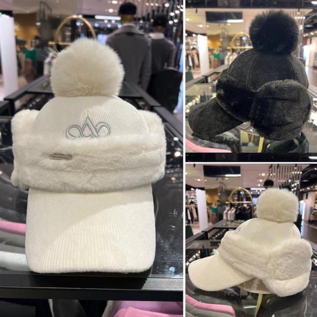 新品　St.ANDREWS　ゴルフ　帽子　耳当て付　防寒　レディース　ホワイト