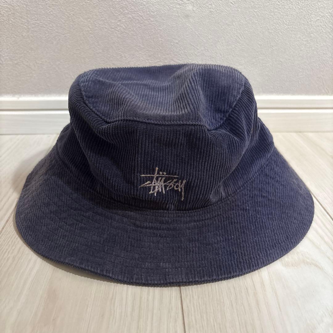 【希少】old stussy バケットハット　コーデュロイ　紺タグ　90s 古着