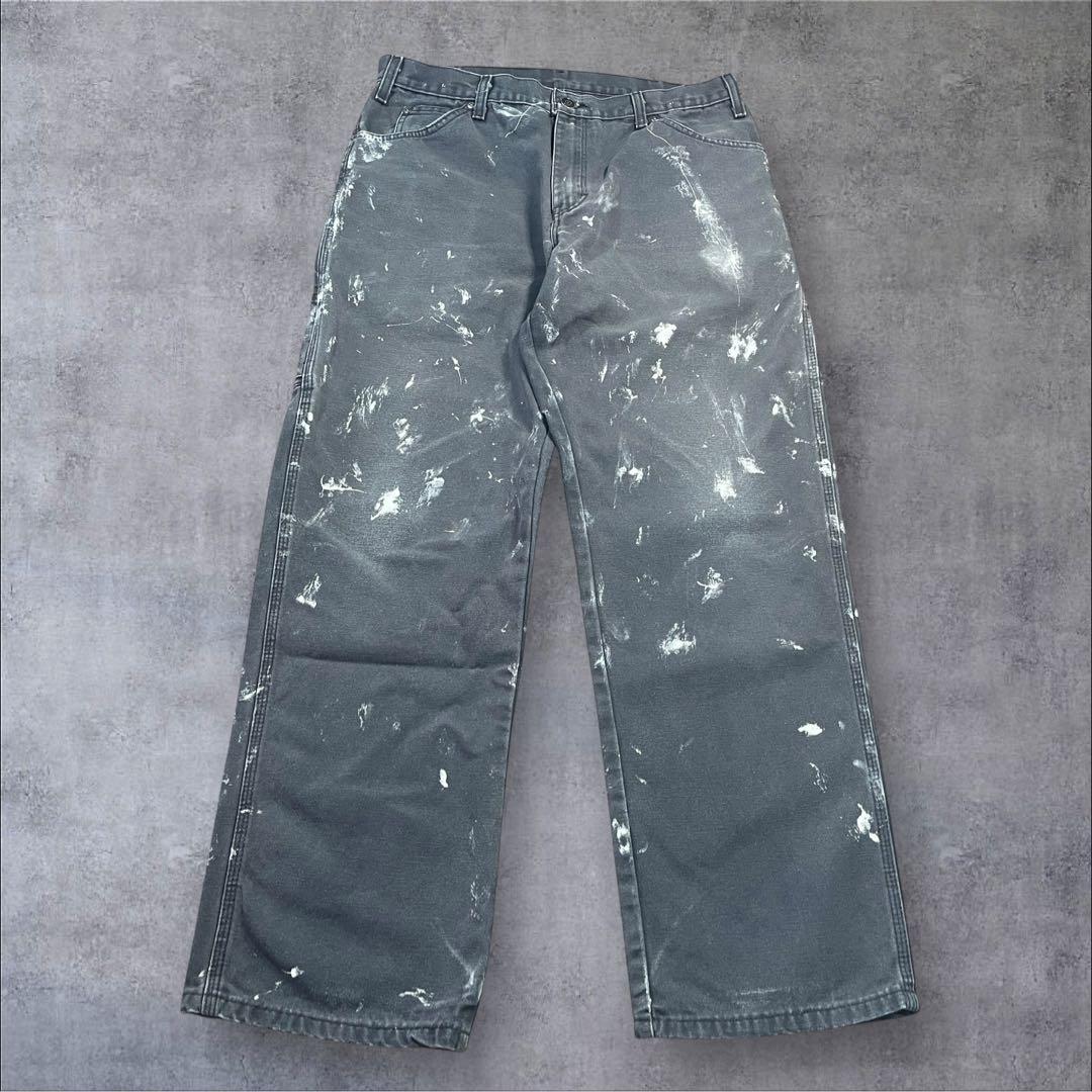 ディッキーズ ペンキ ペインターパンツ フェードブラック ダック地 00s