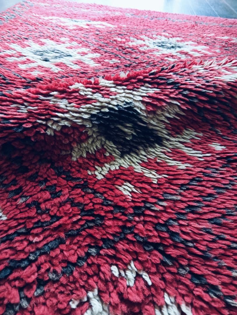 冬用　長毛のブルガリビンテージラグ♪上質ウール　アフガニスタン　トルクメン