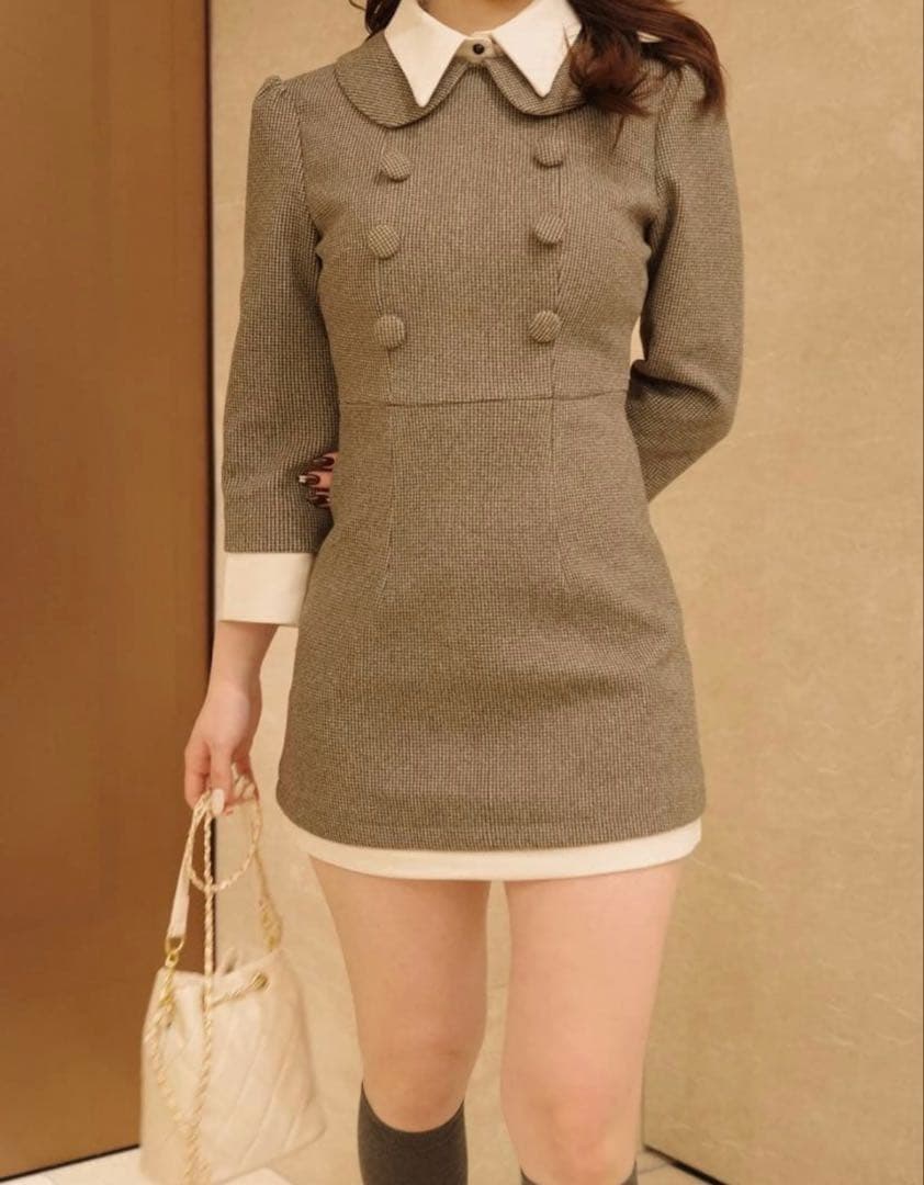 【即日発送】Ciel フロントボタンドッキングミニワンピース