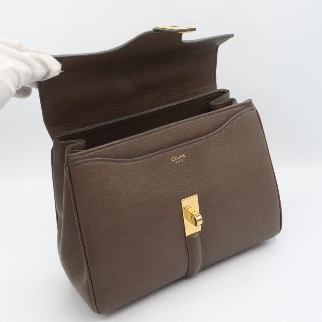 美品　セリーヌ　レザー　１６セーズ　スモール　２WAY ハンドバッグ　グレージュ