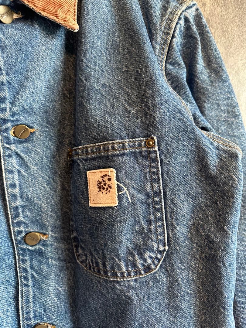 は*★様 USA製　カーハートデニムカバーオール コーデュロイ襟付き　C59 D