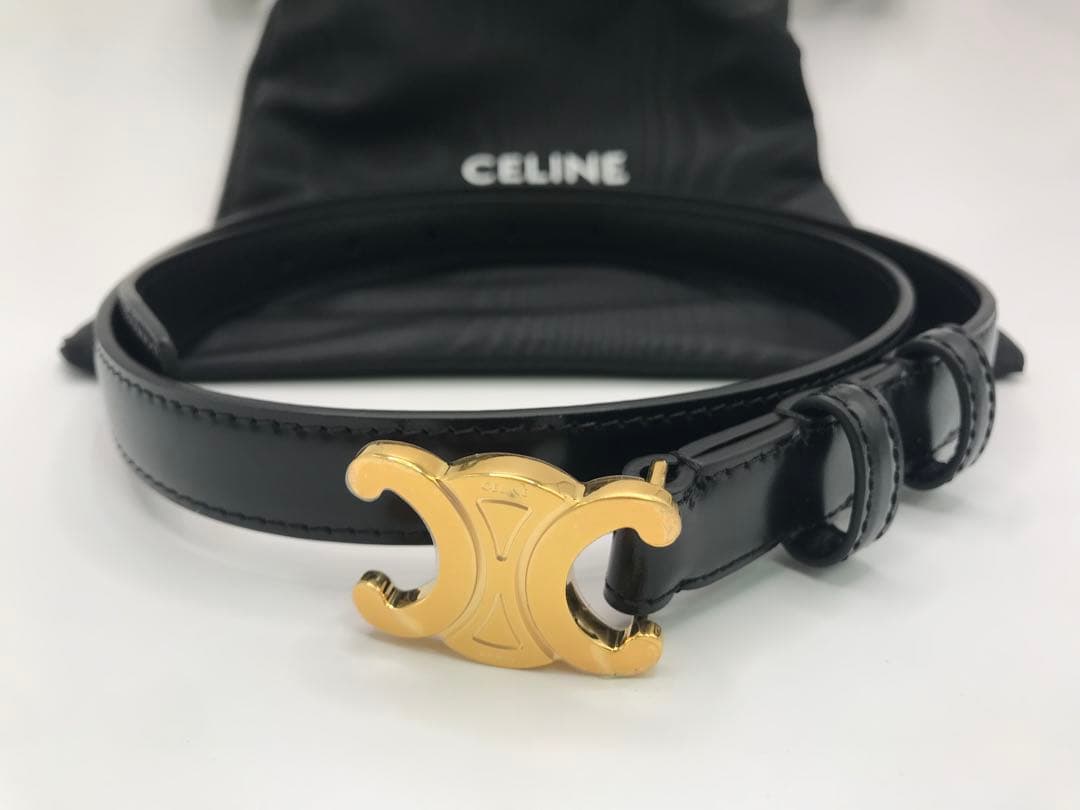 セリーヌ ベルト トリオンフ ゴールド金具 黒サイズ80 レザー保存袋