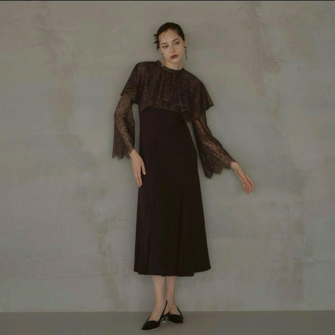 ケープ ブラウン ドレス