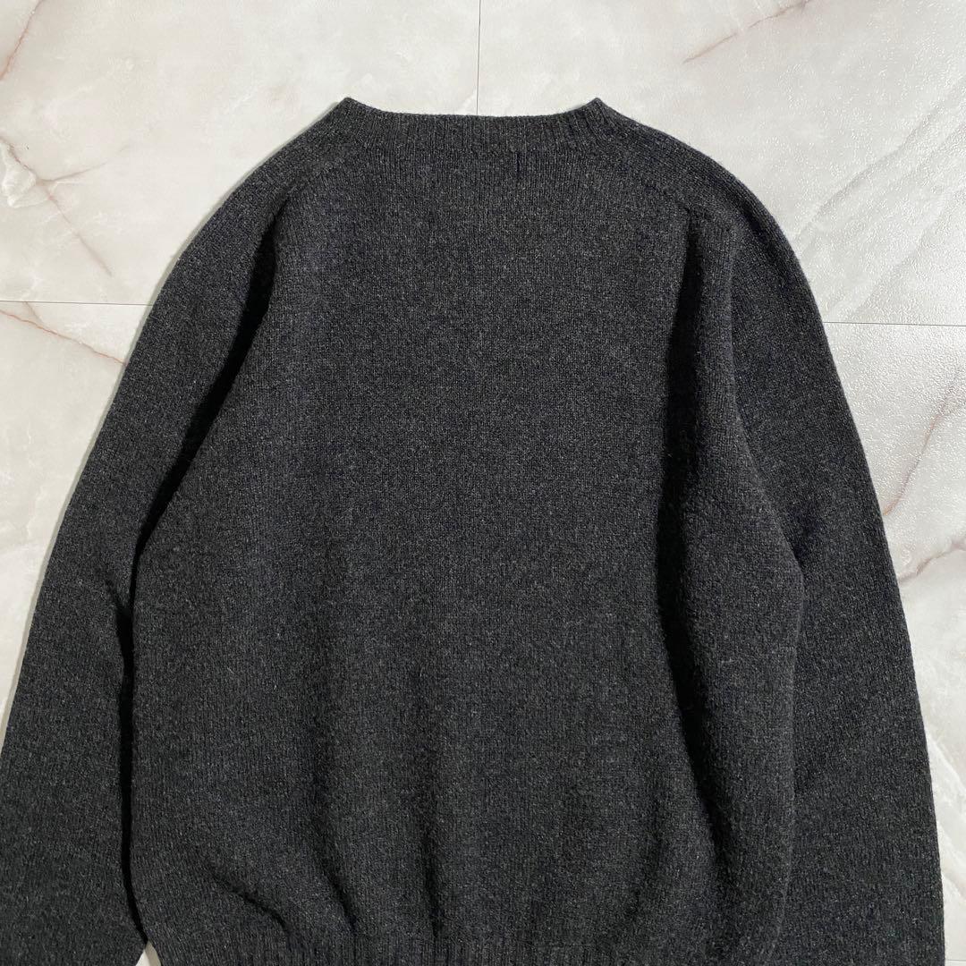 A18401 美品 ハーレーオブスコットランド シェットランドニット 濃灰42