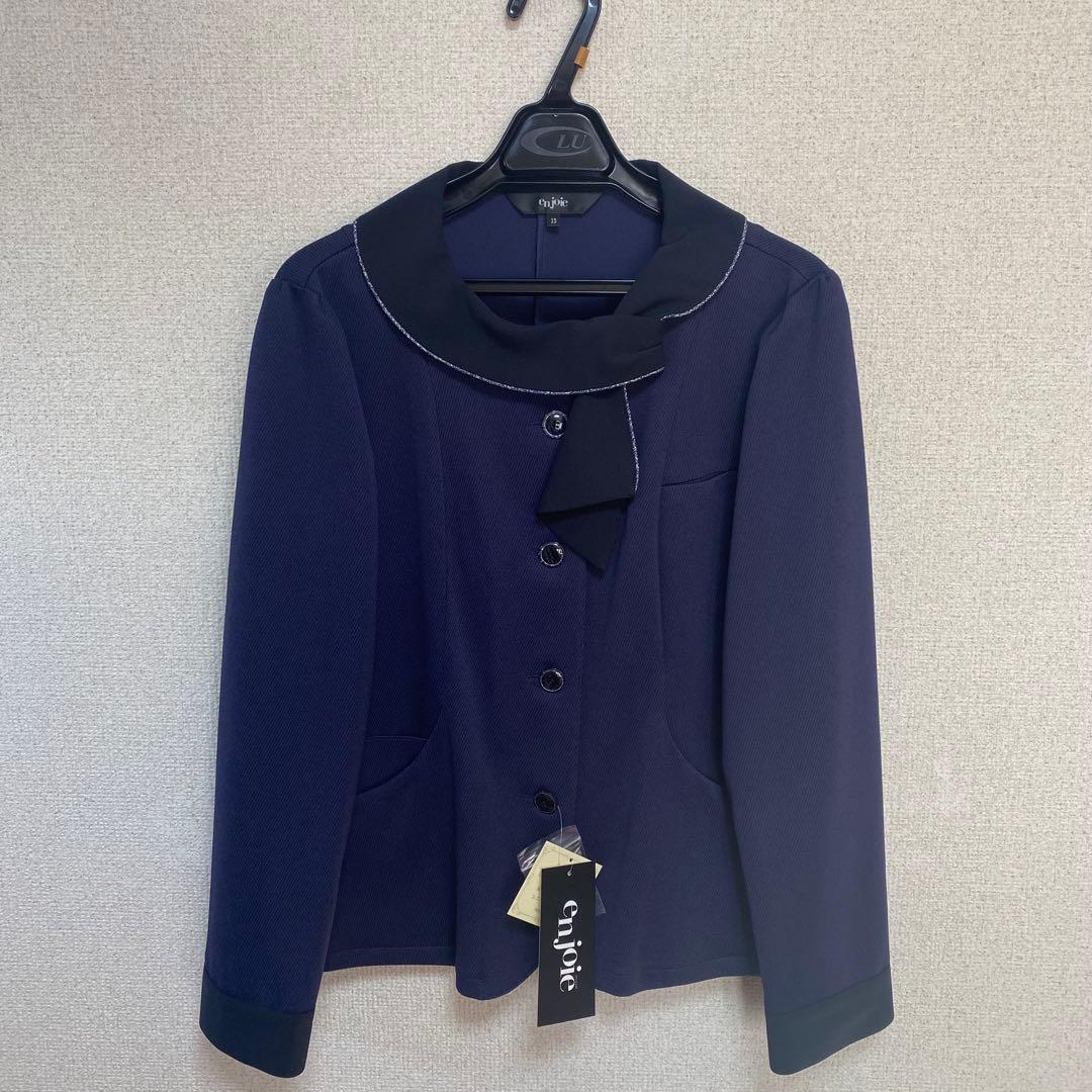 【新品タグ付き】アンジョア 事務服 15号 長袖オーバーブラウス セットアップ