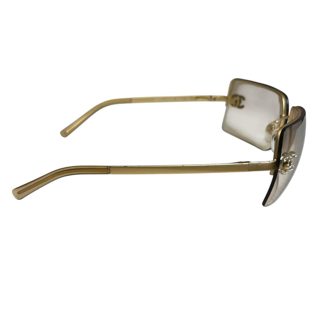 美品 シャネル ココマーク ラインストーン リムレス サングラス 4092-b