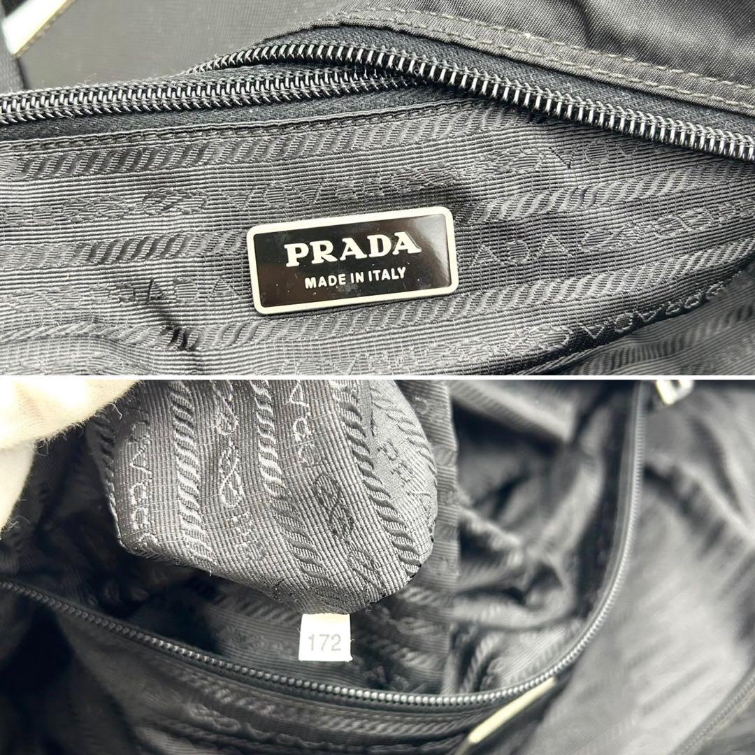 PRADA プラダ　ボストンバッグ　大容量　三角ロゴプレート　ブラック