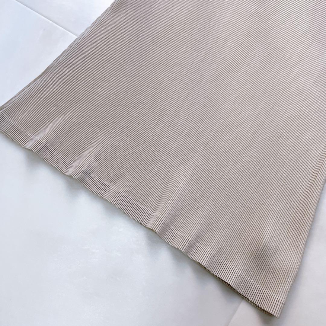 美品✨プリーツプリーズ ハイネック カットソー 半袖 洗える ベージュ サイズ3