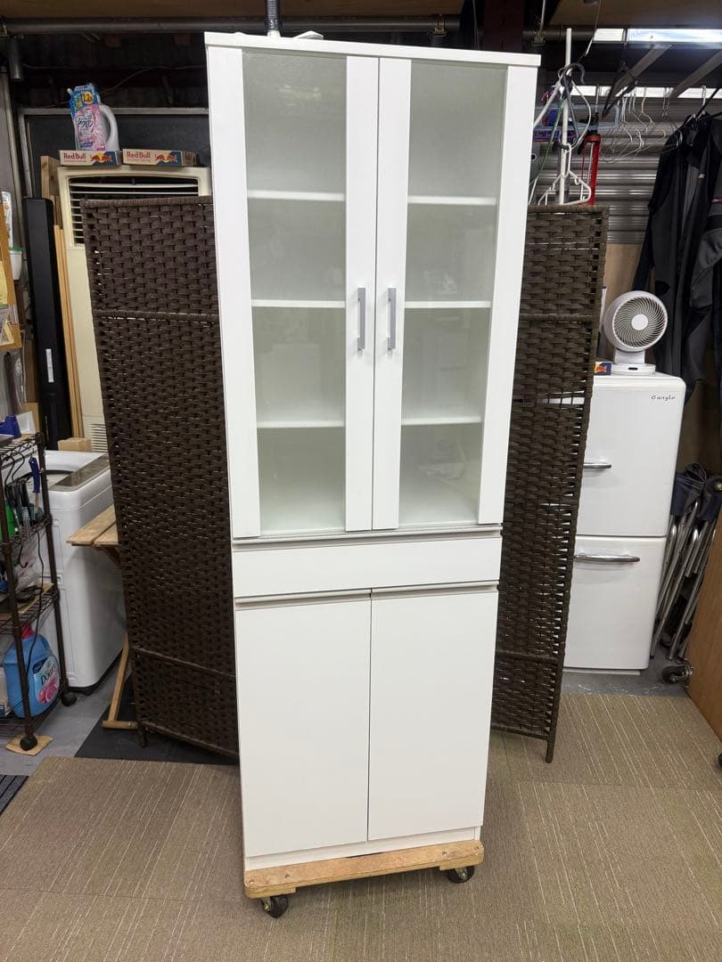 【完成品】【美品】ニトリ　キャビネット　フォルム　SK1860 WH 食器棚