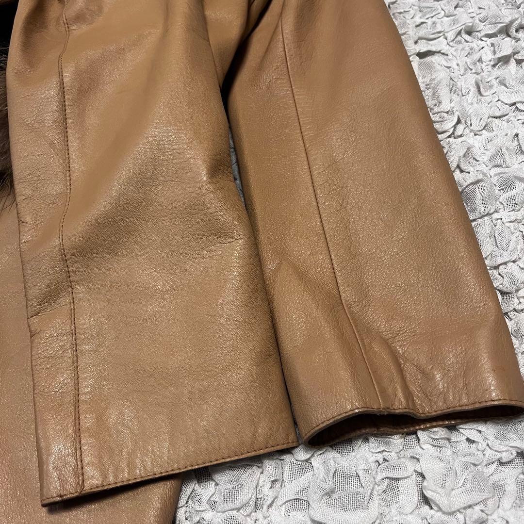 毛皮 羊革 NOVESPAZIO ファー レザー ロングコート 女優コート 本革