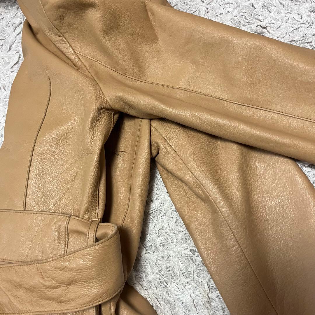 毛皮 羊革 NOVESPAZIO ファー レザー ロングコート 女優コート 本革