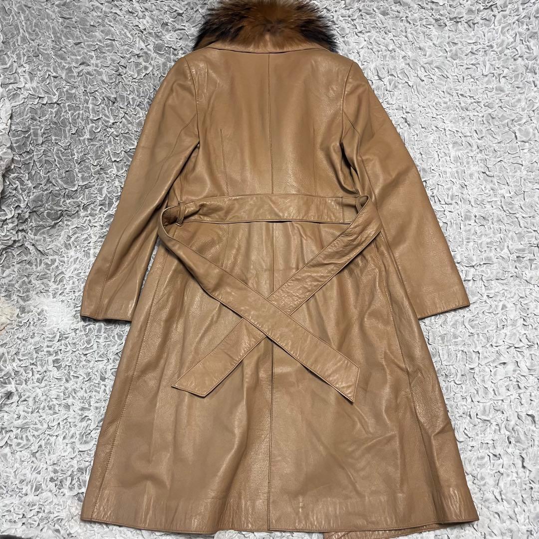 毛皮 羊革 NOVESPAZIO ファー レザー ロングコート 女優コート 本革