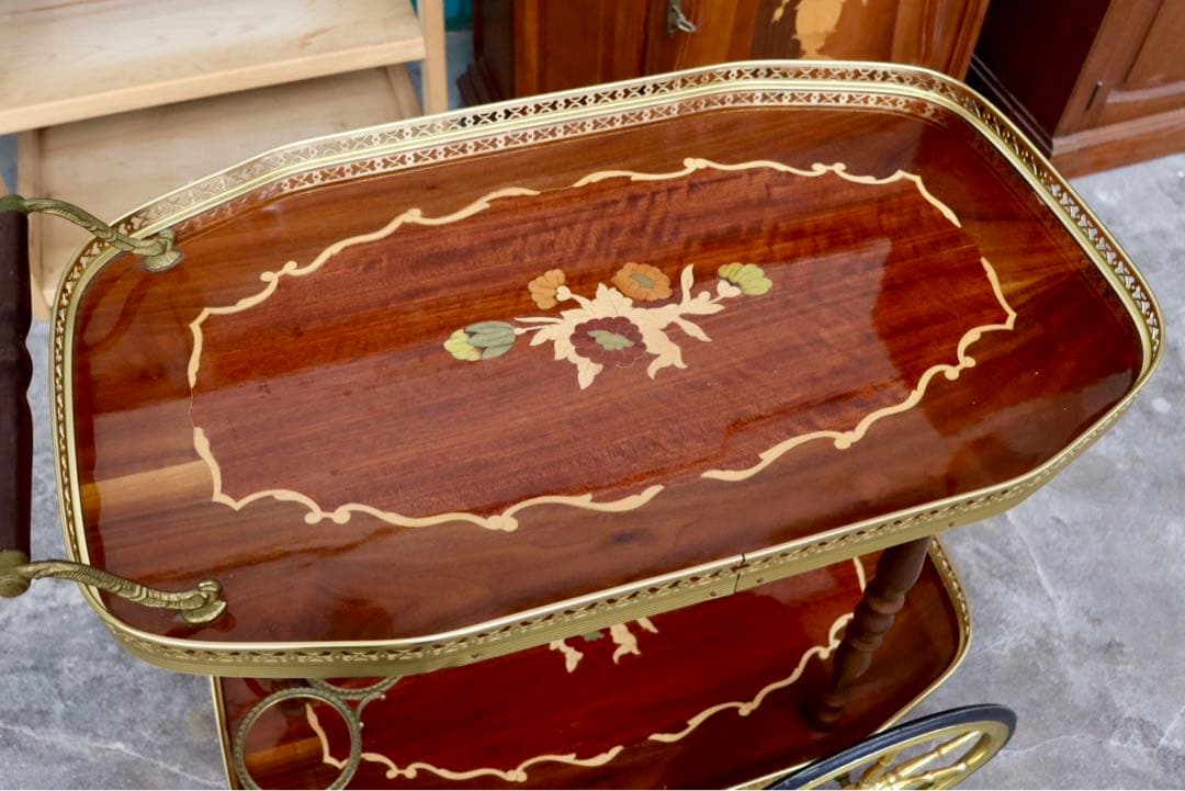 GMIK159○イタリア製 アンティーク 配膳ワゴン キッチンワゴン ワイン