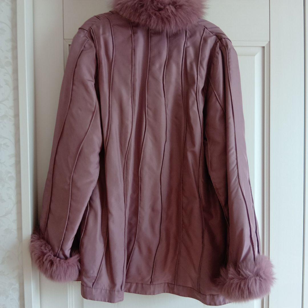 ピンク ファー ロングジャケット　毛皮　ブルーフォックス