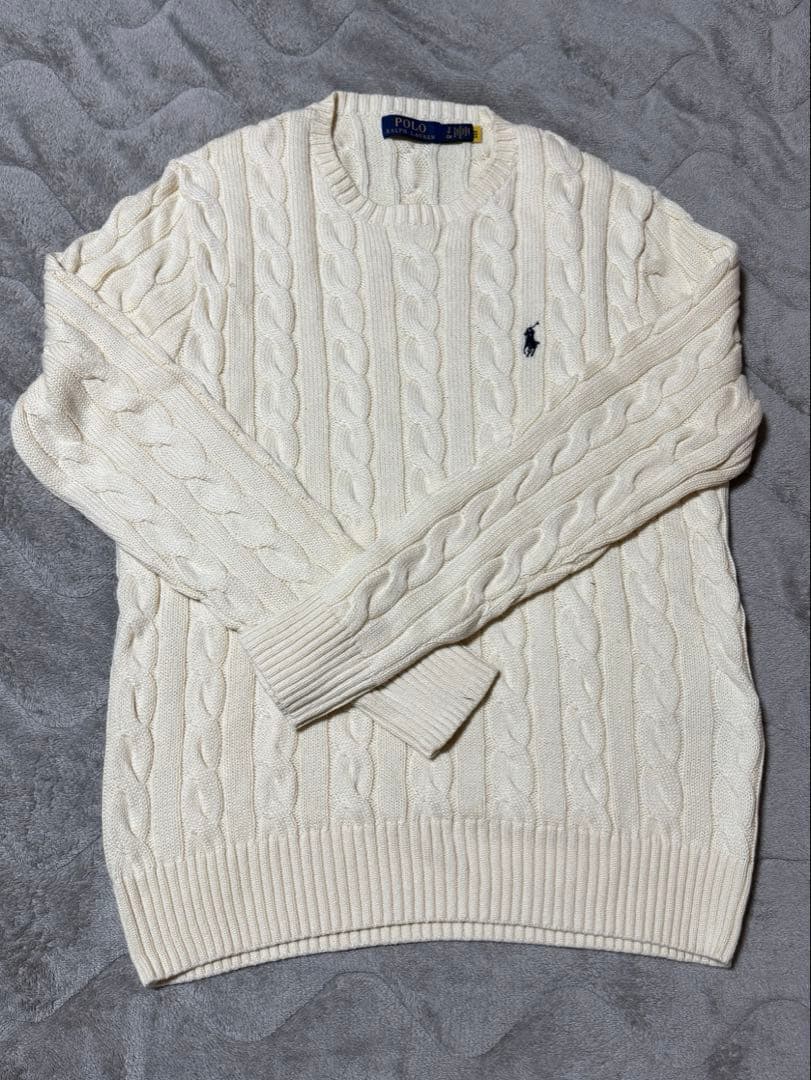 Polo Ralph Lauren ケーブルニットセーター S ホワイト