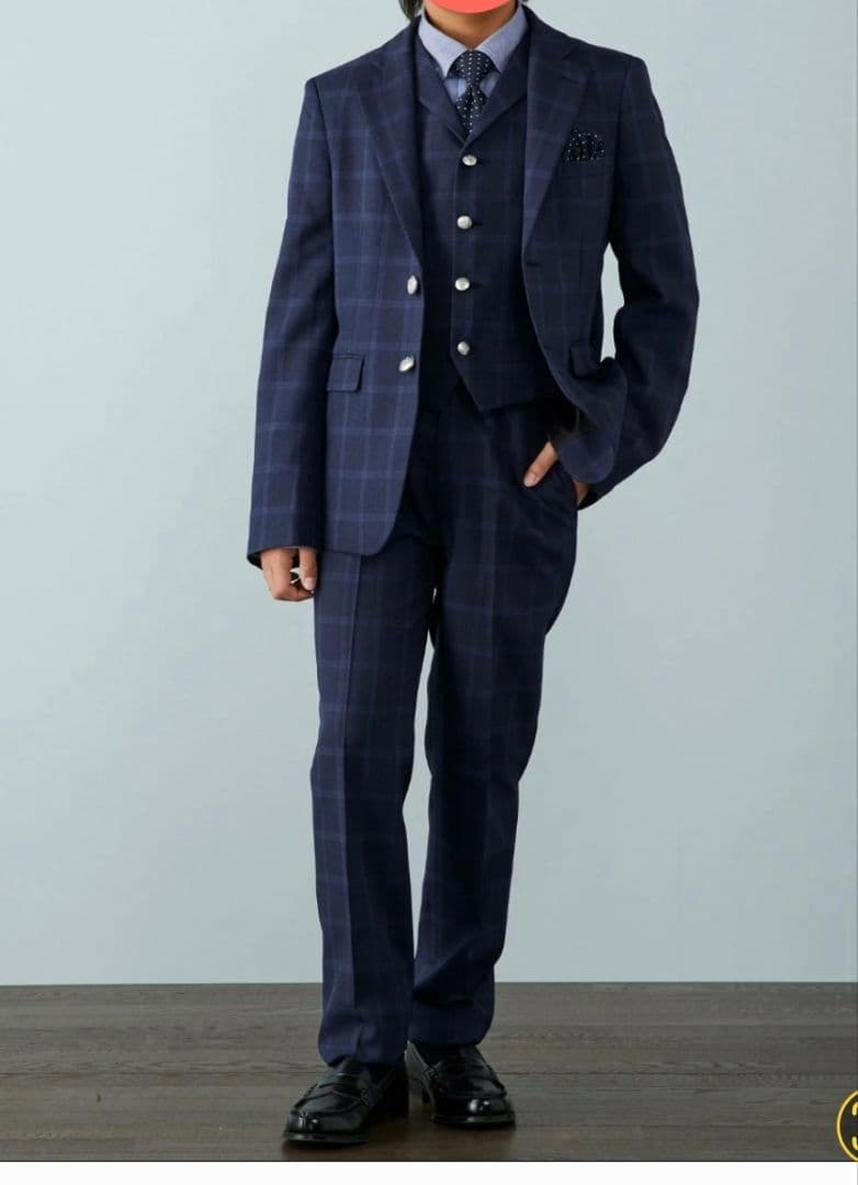 スーツ　　160cm　3ピース　卒業式　冠婚葬祭　フォーマル　美品　チェック