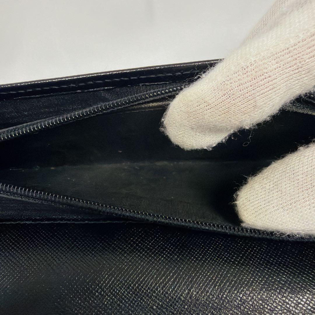 【極美品】プラダ 長財布 三角ロゴ サフィアーノ レザー 黒 Wホック