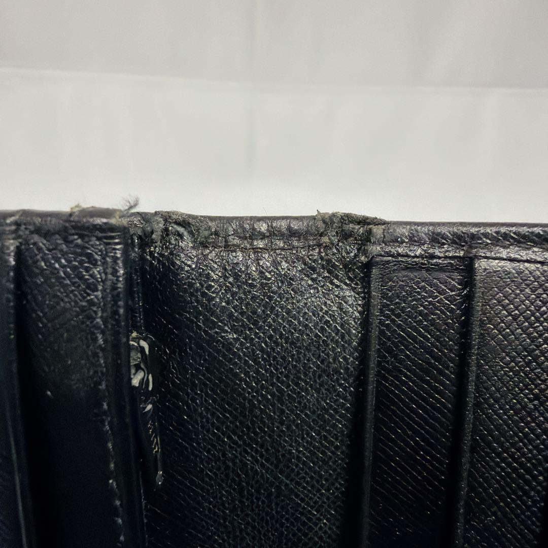 【極美品】プラダ 長財布 三角ロゴ サフィアーノ レザー 黒 Wホック