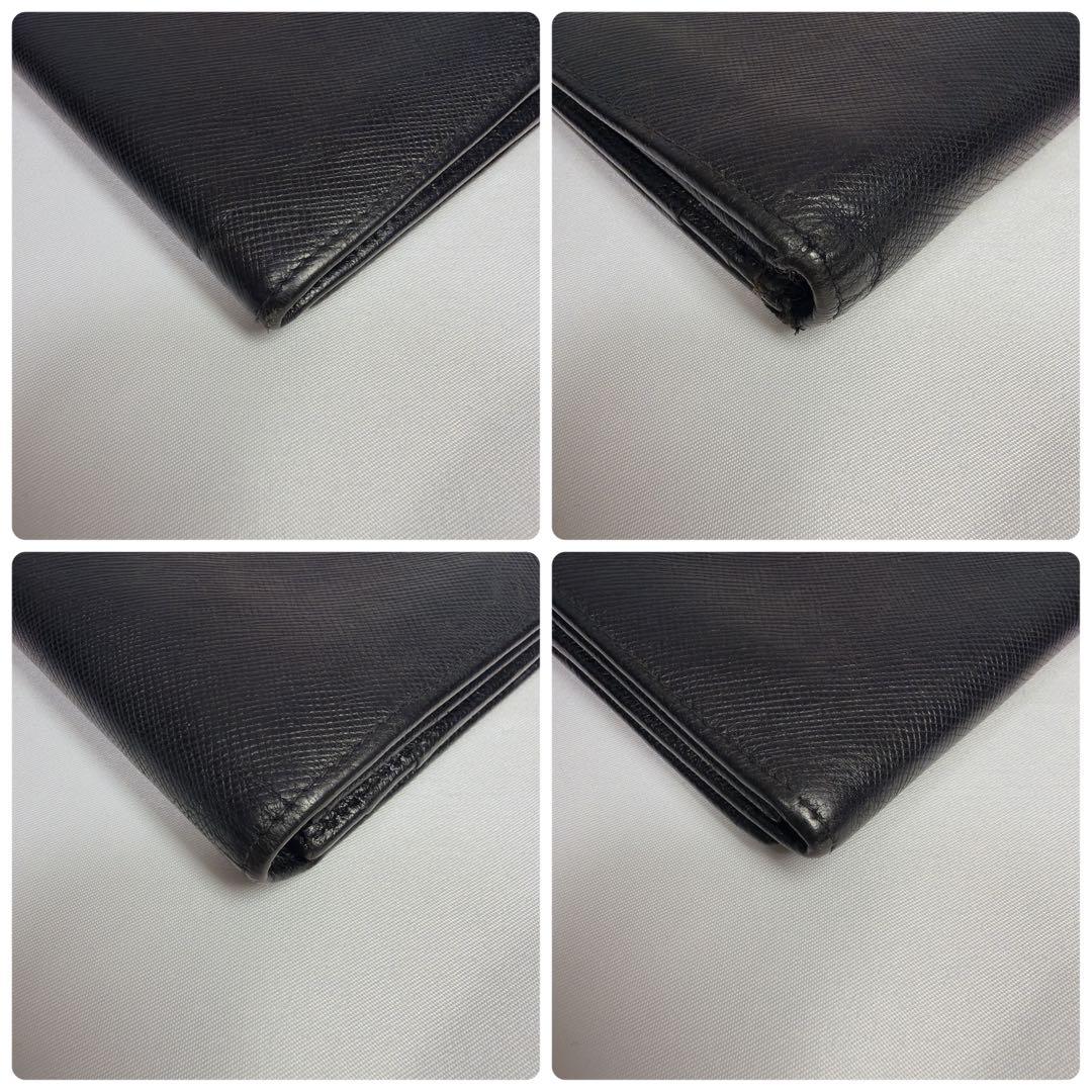 【極美品】プラダ 長財布 三角ロゴ サフィアーノ レザー 黒 Wホック